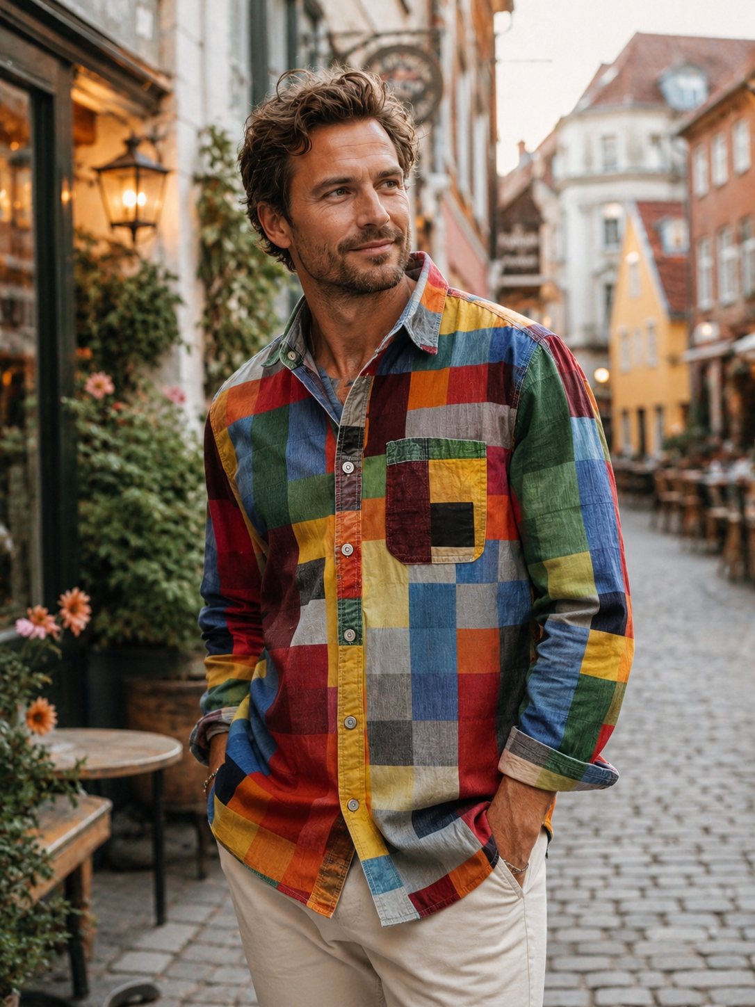 Pull tricoté patchwork Leo