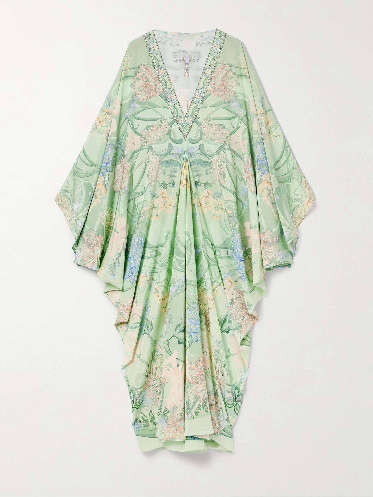 Robe midi ample à col en V avec imprimé floral unique