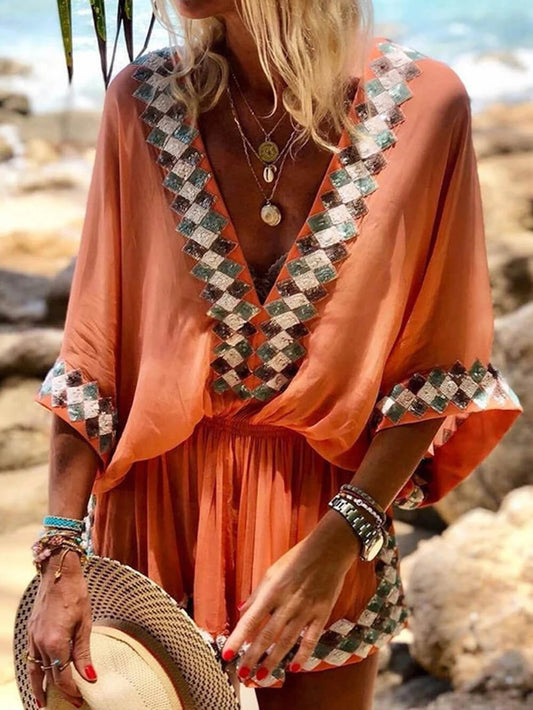 Barboteuse Kimono Imprimé Plage Bohème