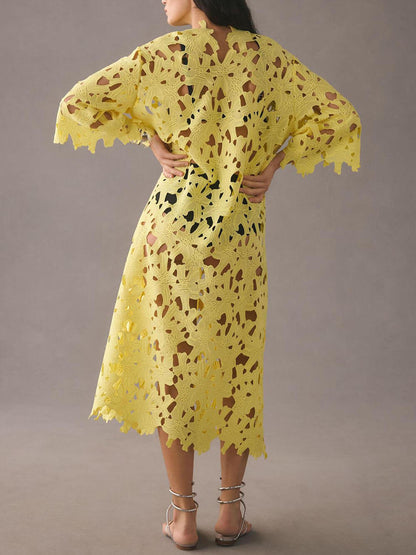 Robe mi-longue de plage en dentelle à enfiler