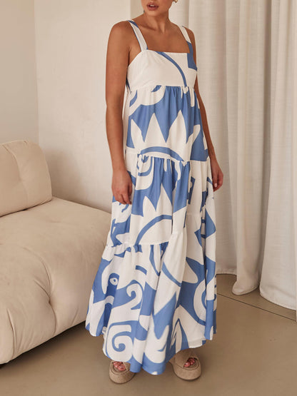 Robe longue à imprimé géométrique enchanteur