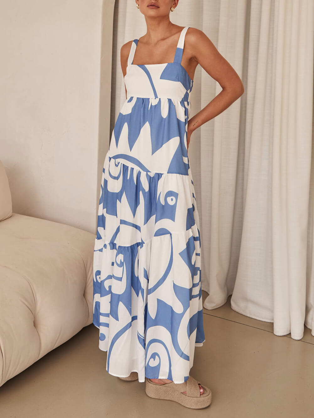 Robe longue à imprimé géométrique enchanteur