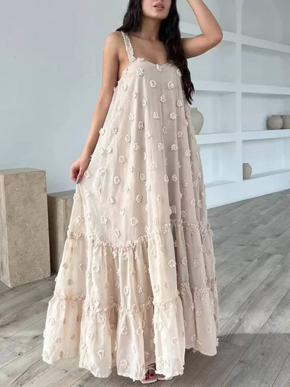 Robe longue ample évasée superposée à imprimé floral