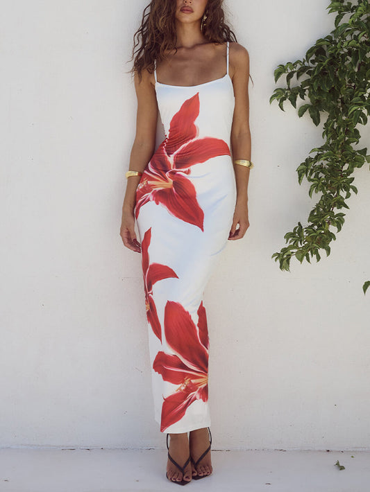 Robe longue imprimé floral abstrait inoubliable