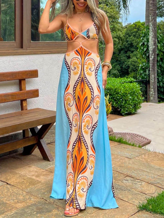 Robe d'été exotique à bretelles