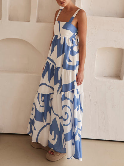 Robe longue à imprimé géométrique enchanteur