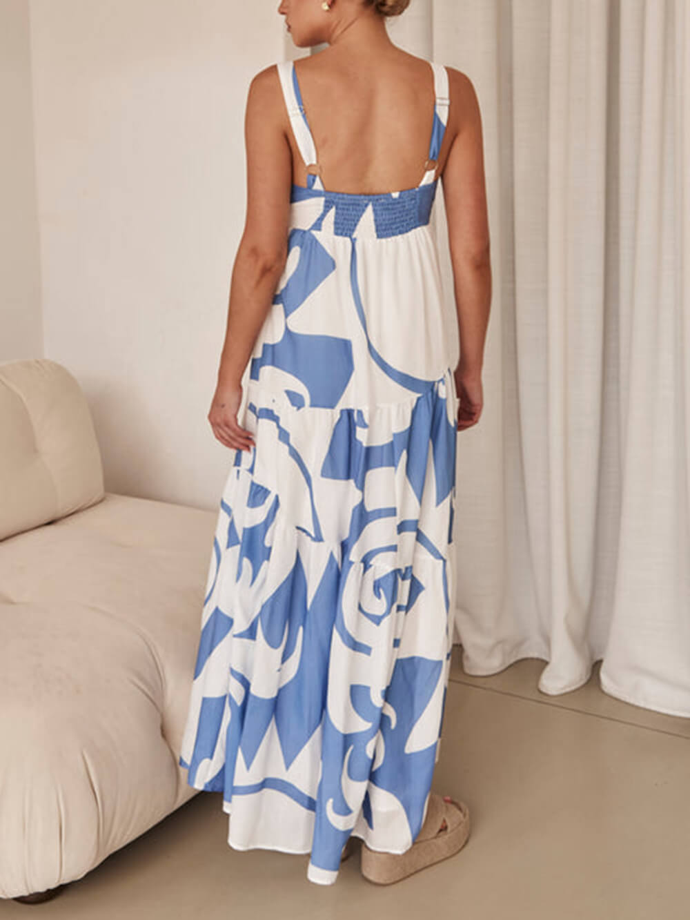 Robe longue à imprimé géométrique enchanteur