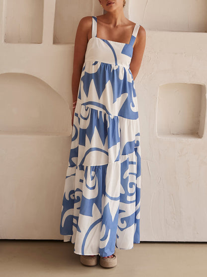 Robe longue à imprimé géométrique enchanteur