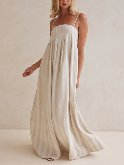 Robe longue décontractée rayée à col licou