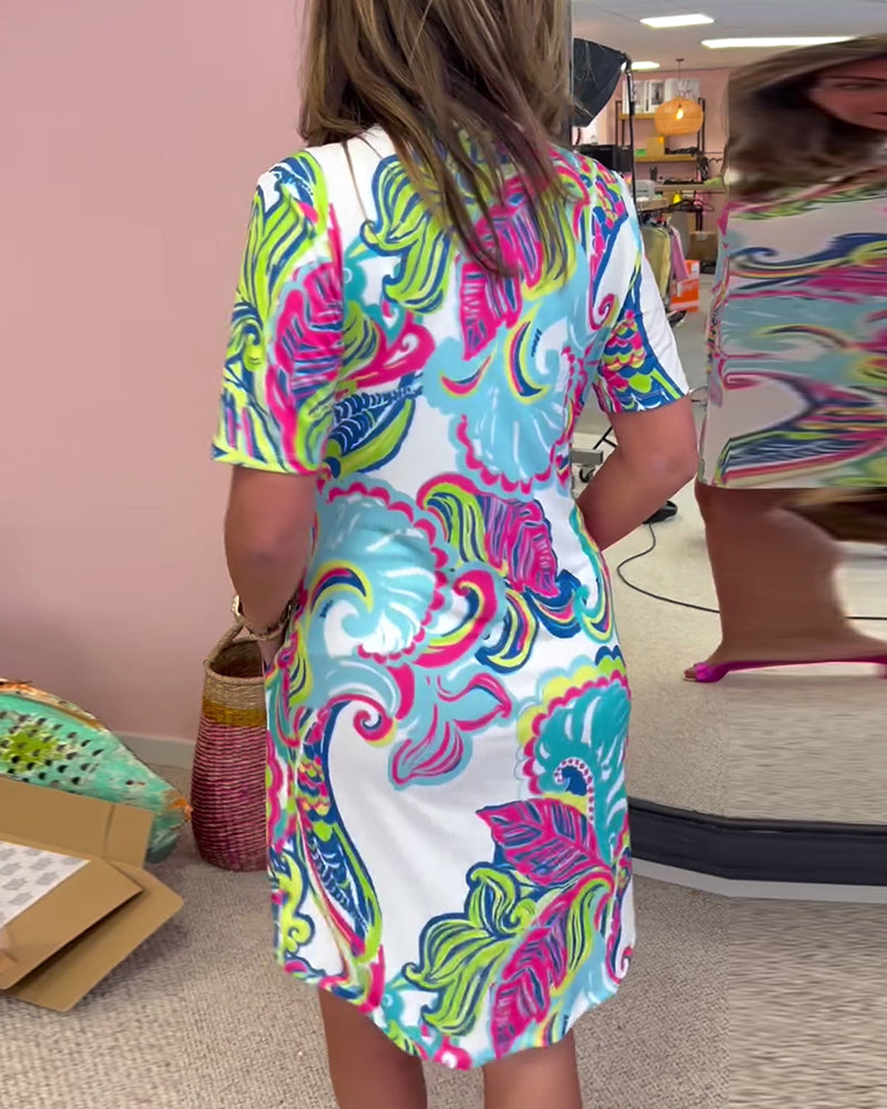 ROBE TRAPEZE IMPRIMEE ARIA