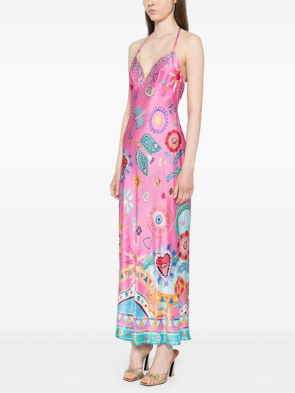 Robe Midi à Fines Bretelles et Détails Chaîne