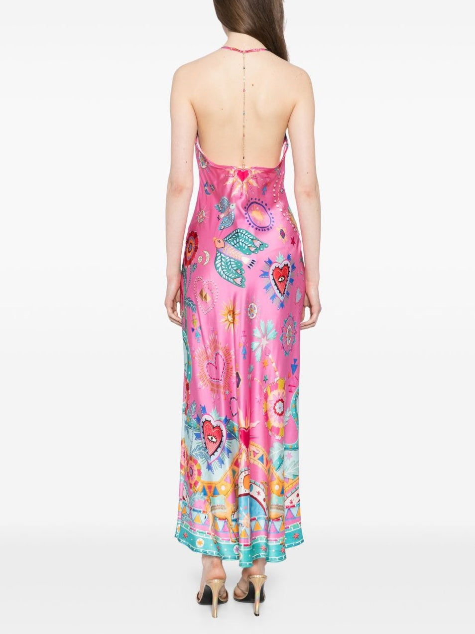 Robe Midi à Fines Bretelles et Détails Chaîne