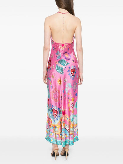 Robe Midi à Fines Bretelles et Détails Chaîne