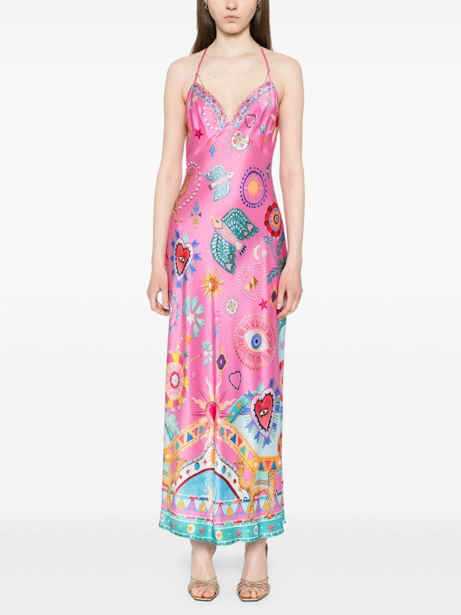 Robe Midi à Fines Bretelles et Détails Chaîne