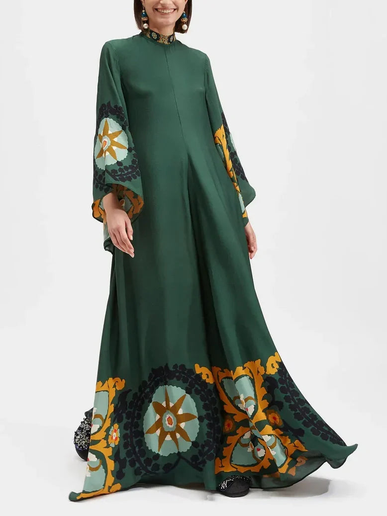 Robe longue imprimée multicolore décontractée