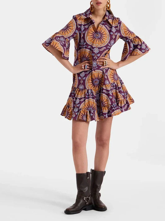 Robe courte étagée à taille basse