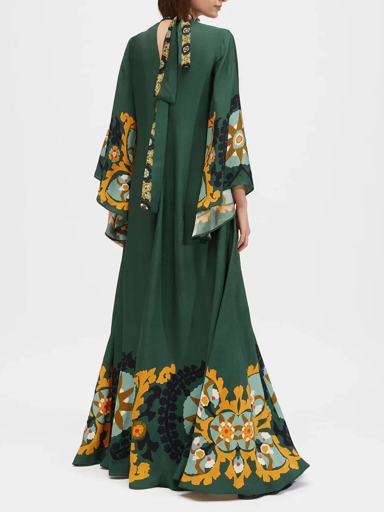 Robe longue imprimée multicolore décontractée
