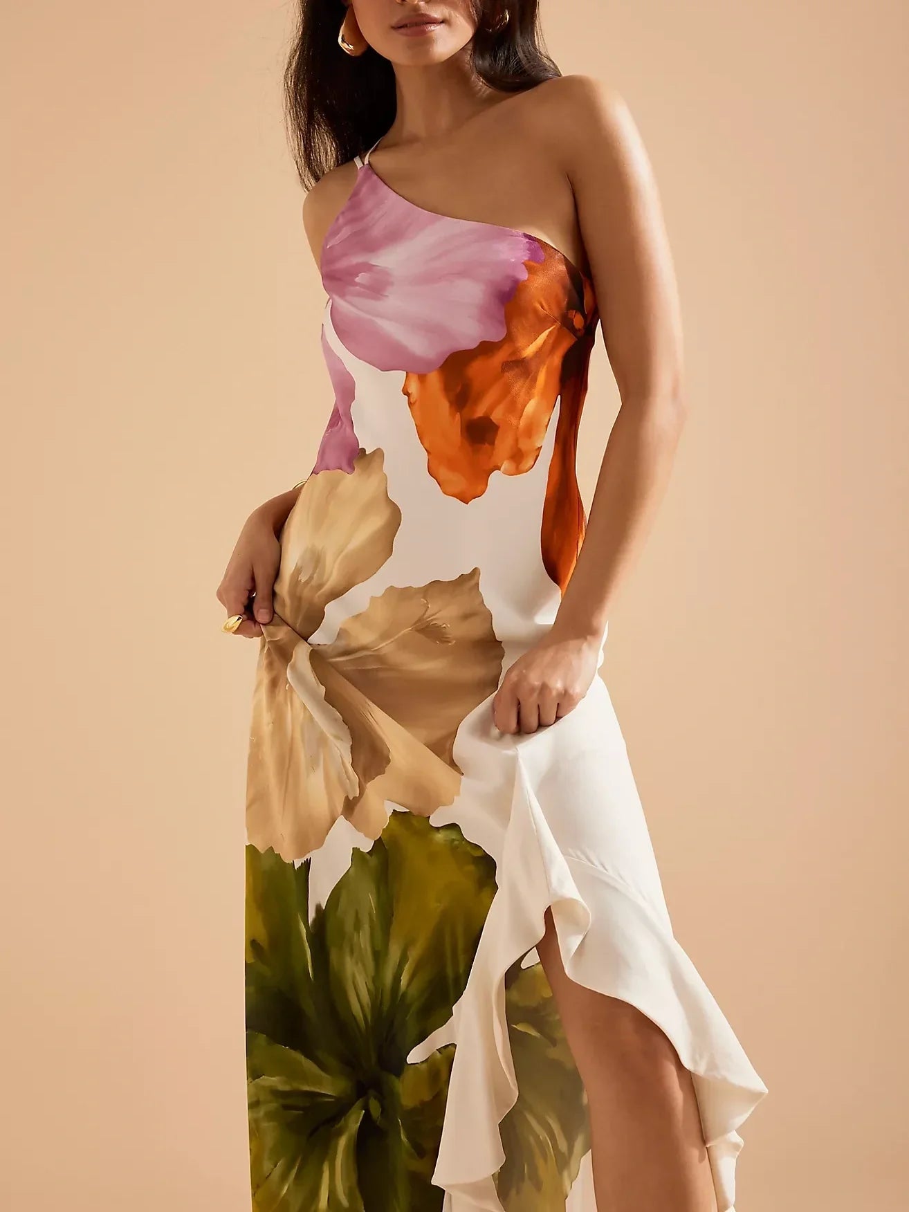 Robe longue nuisette asymétrique