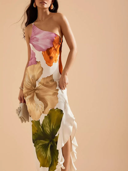 Robe longue nuisette asymétrique