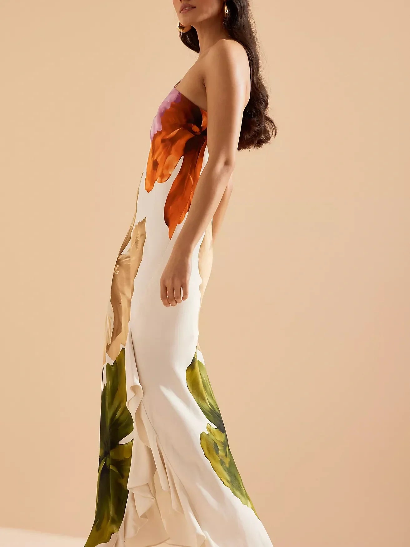 Robe longue nuisette asymétrique