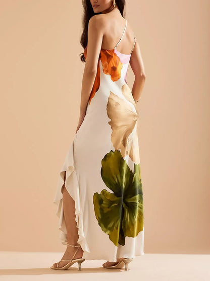 Robe longue nuisette asymétrique