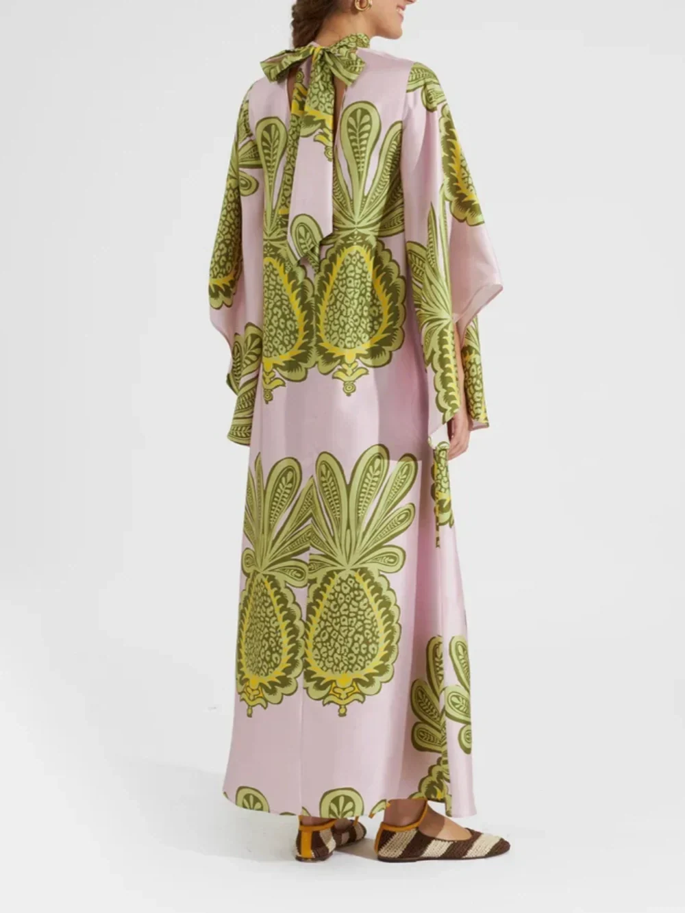 Robe longue avec imprimé gros ananas tropical