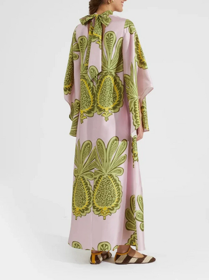 Robe longue avec imprimé gros ananas tropical