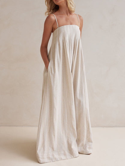Robe longue décontractée rayée à col licou