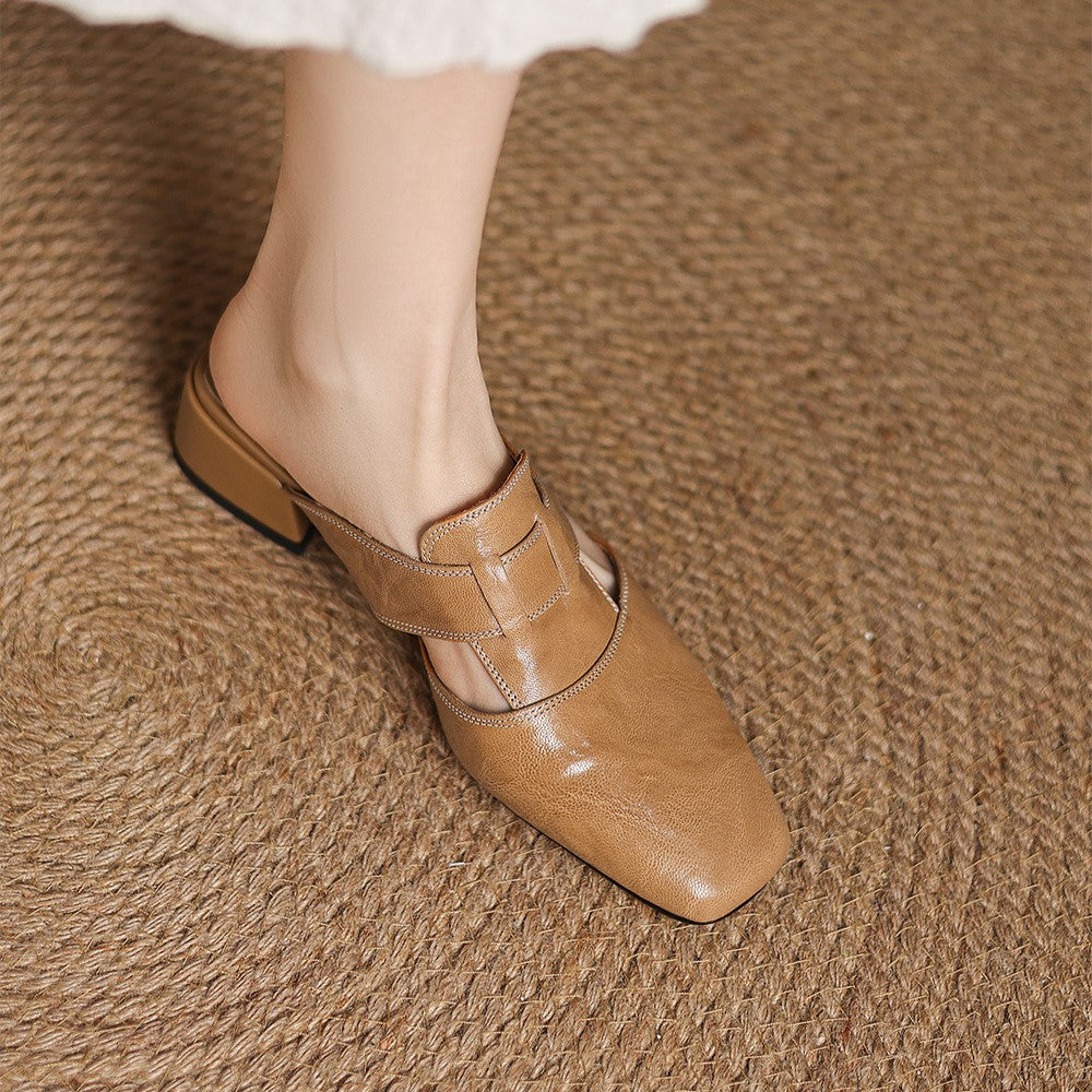 Mules en cuir à bout carré Lawson