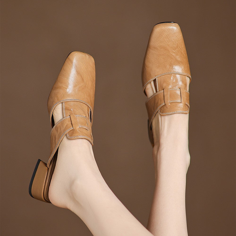 Mules en cuir à bout carré Lawson