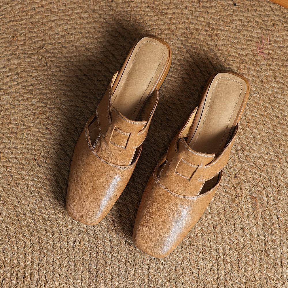 Mules en cuir à bout carré Lawson