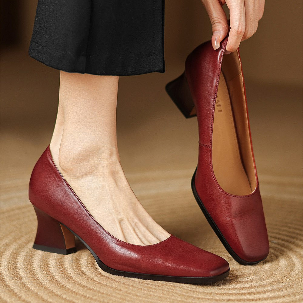 Escarpins en cuir Theo à bout carré