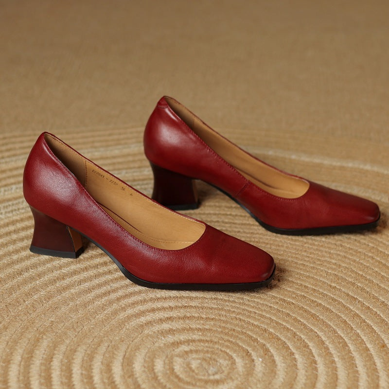 Escarpins en cuir Theo à bout carré