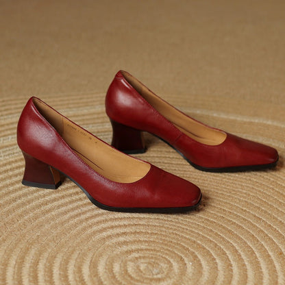 Escarpins en cuir Theo à bout carré