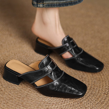 Mules en cuir à bout carré Lawson