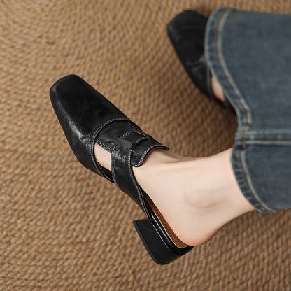 Mules en cuir à bout carré Lawson