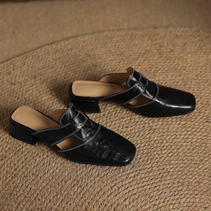 Mules en cuir à bout carré Lawson