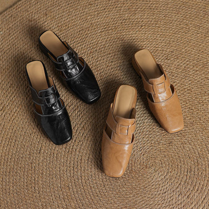 Mules en cuir à bout carré Lawson