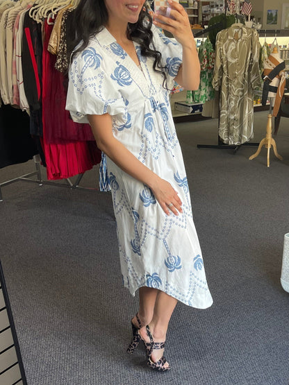 Robe midi imprimé palmiers