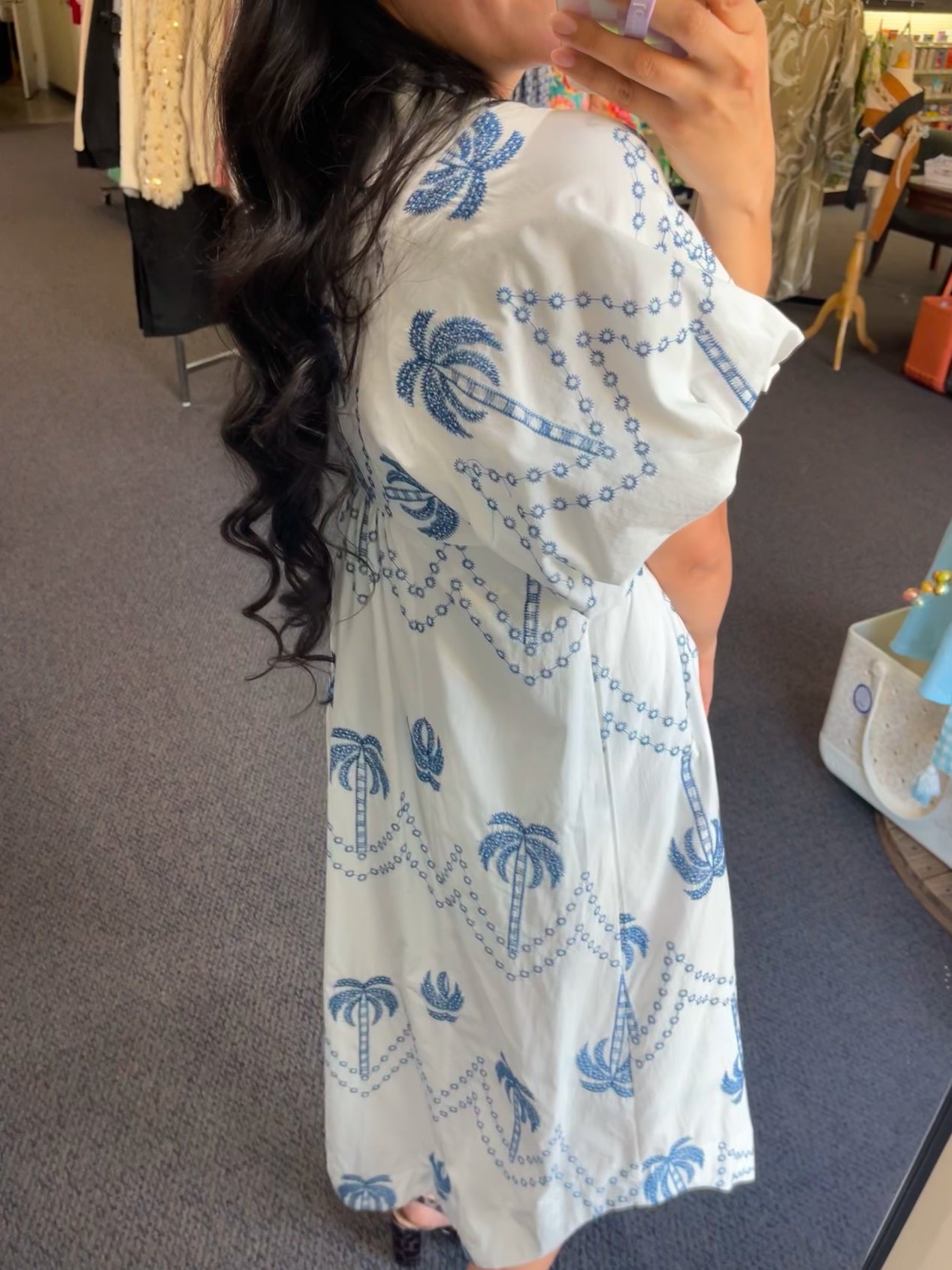 Robe midi imprimé palmiers