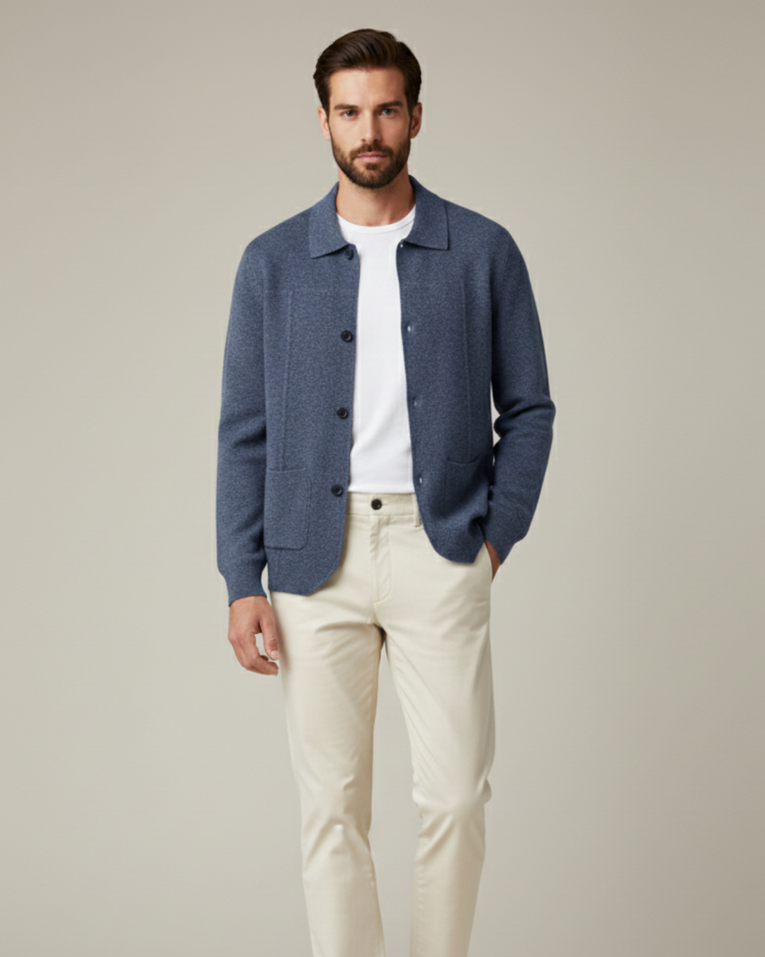Surchemise boutonnée en mérinos Pemberton