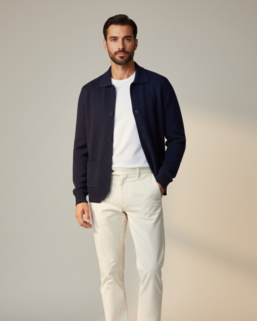 Surchemise boutonnée en mérinos Pemberton