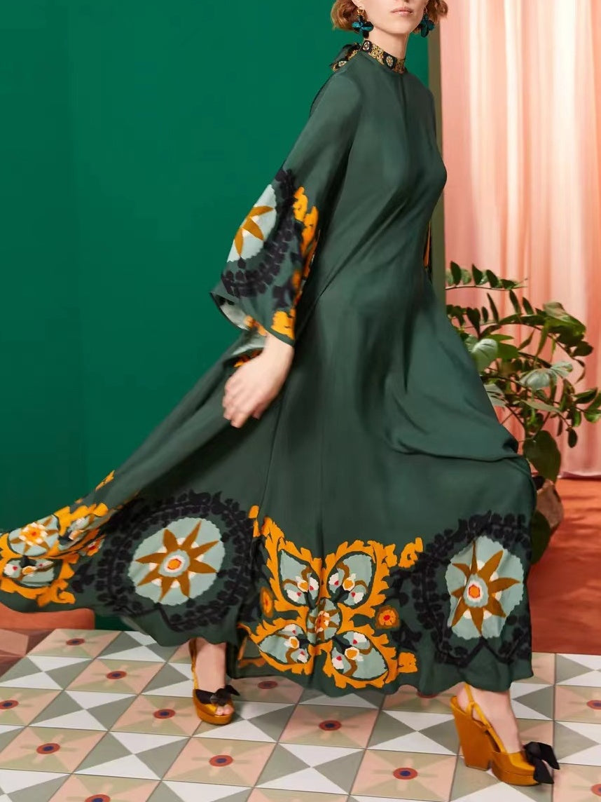 Robe longue imprimée multicolore décontractée