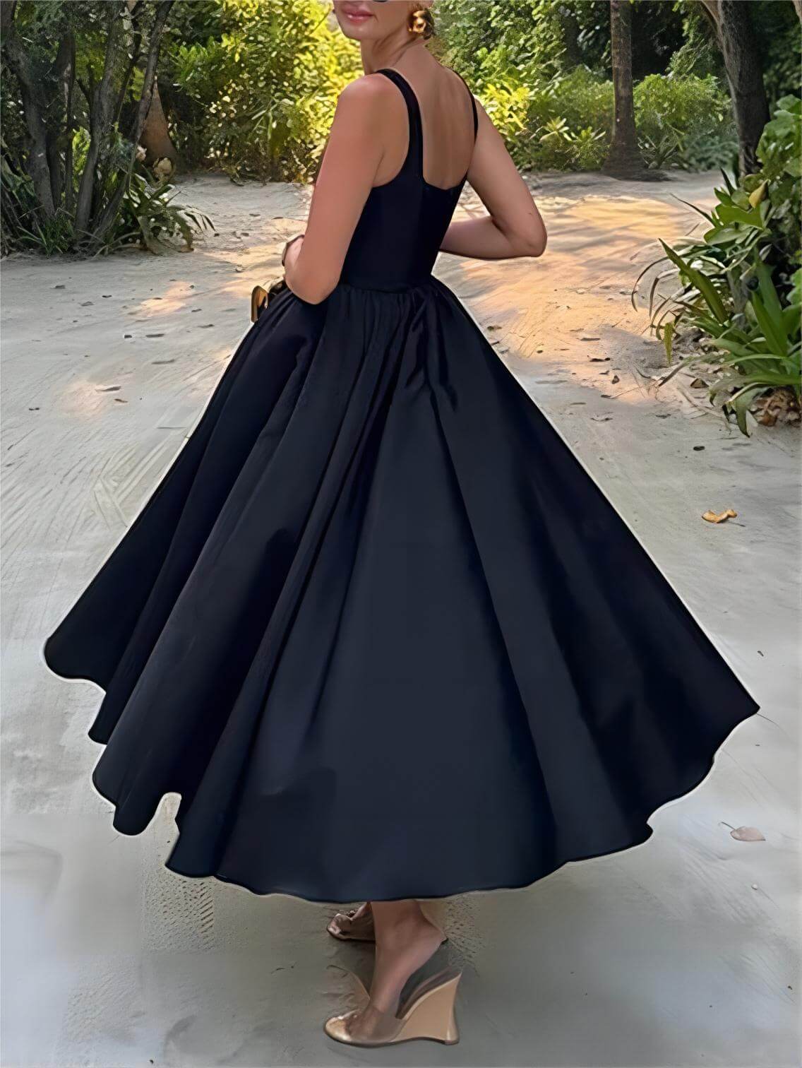 Robe longue sans manches, bustier, épaules dénudées, chic et élégante
