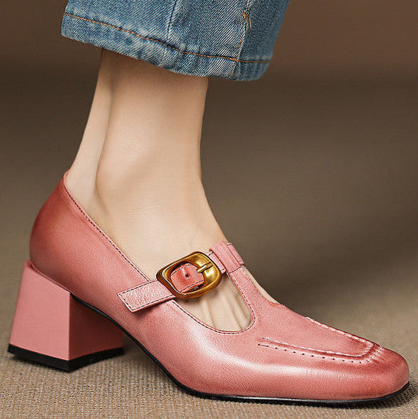 Marlowe Leather Mary Jane Heels