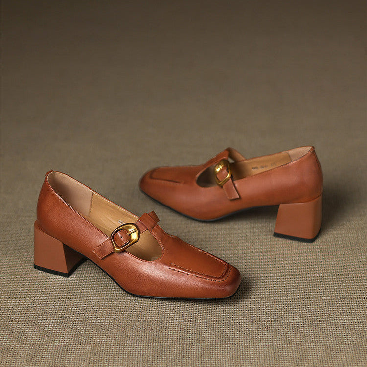 Marlowe Leather Mary Jane Heels