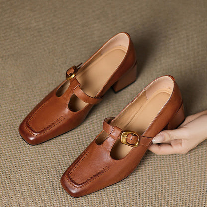 Marlowe Leather Mary Jane Heels