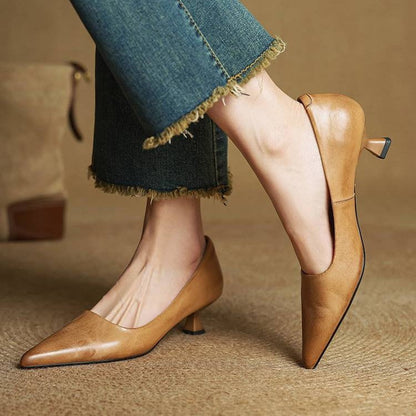 Chaussures à talons sculptés en cuir Noah