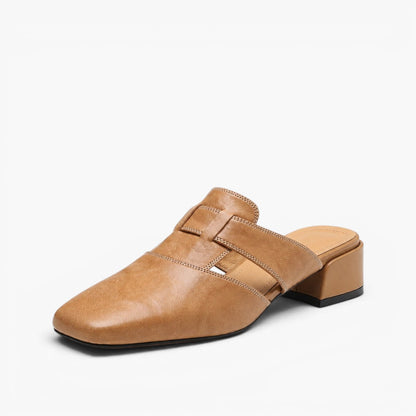 Mules en cuir à bout carré Lawson