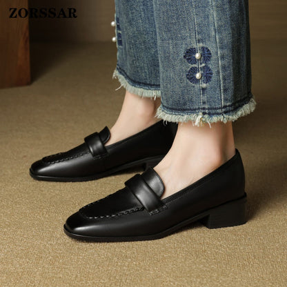 Mocassins en cuir à bout carré Elsie